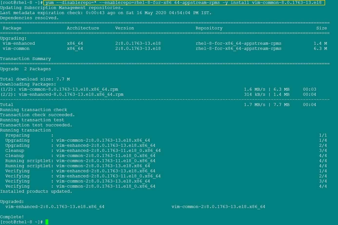 YUM install specific version | YUM install from specific repo